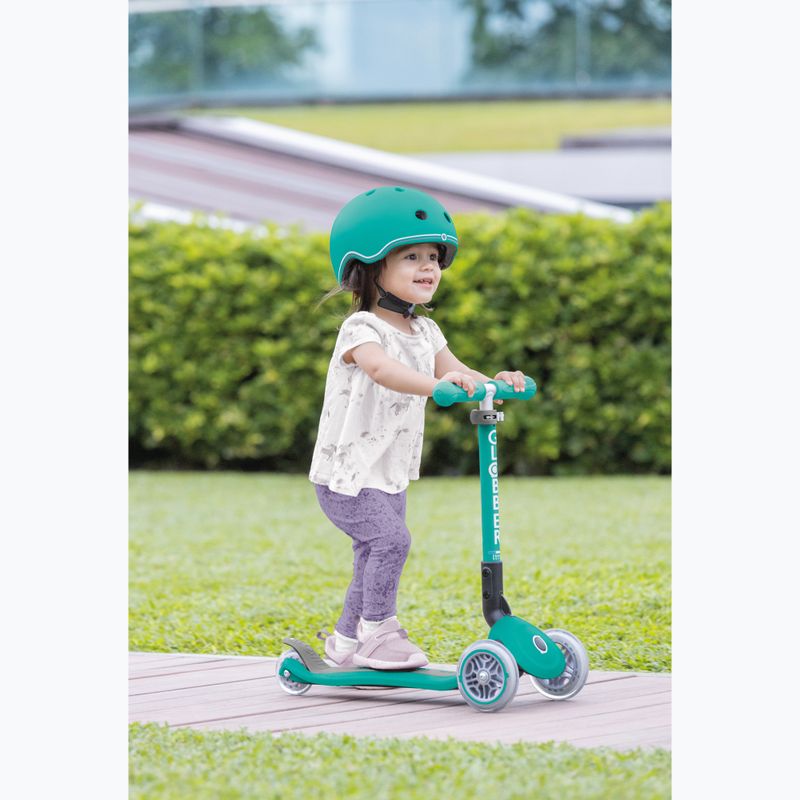 Vaikiškas triratis paspirtukas Globber Junior Foldable Lights dark emerald green 9