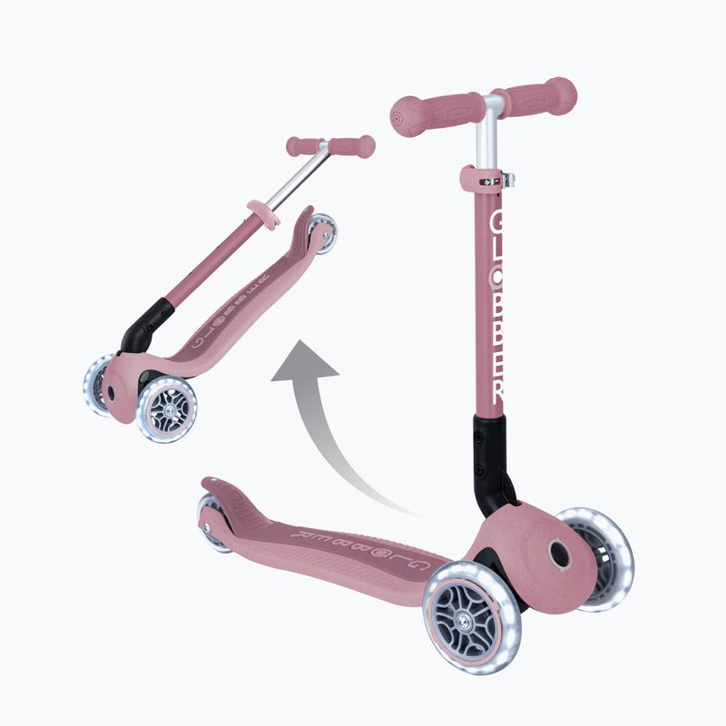 Vaikiškas triratis paspirtukas Globber Junior Foldable Lights Eco berry 5