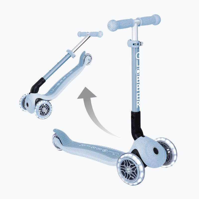 Vaikiškas triratis paspirtukas Globber Junior Foldable Lights Eco blueberry 5