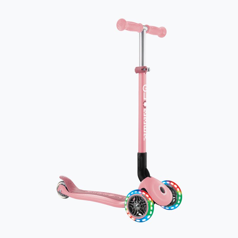 Vaikiškas triratis paspirtukas Globber Primo Foldable Lights pastel pink