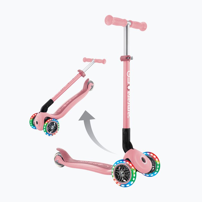 Vaikiškas triratis paspirtukas Globber Primo Foldable Lights pastel pink 6
