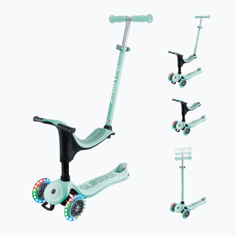 Vaikiškas triratis paspirtukas Globber Go.Up Sporty Lights mint