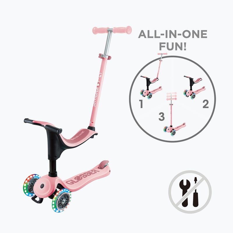 Vaikiškas triratis paspirtukas Globber Go.Up Sporty Lights pastel pink 15
