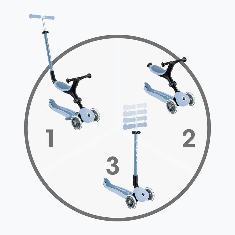 Vaikiškas triratis paspirtukas Globber Go.Up Active Ecologic Lights blueberry 2