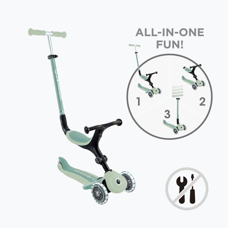 Vaikiškas triračis paspirtukas Globber Go.Up Active Ecologic Lights pistachio 2