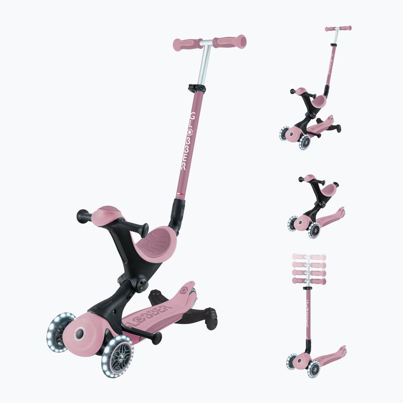 Vaikiškas triratis paspirtukas Globber Go.Up Deluxe Lights Ecologic 360 berry