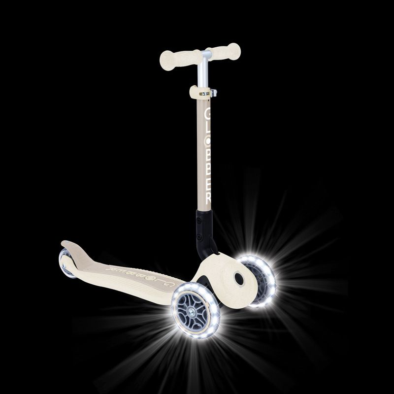 Vaikiškas triratis paspirtukas Globber Junior Foldable Lights Eco coconut 11