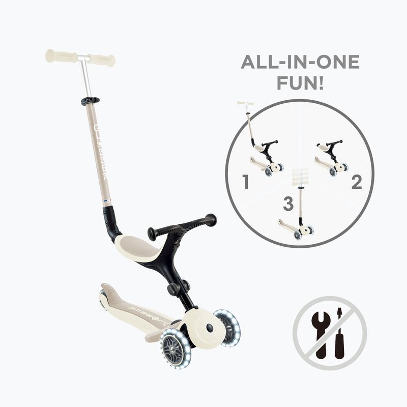 Vaikiškas triratis paspirtukas Globber Go.Up Active Ecologic Lights coconut 2