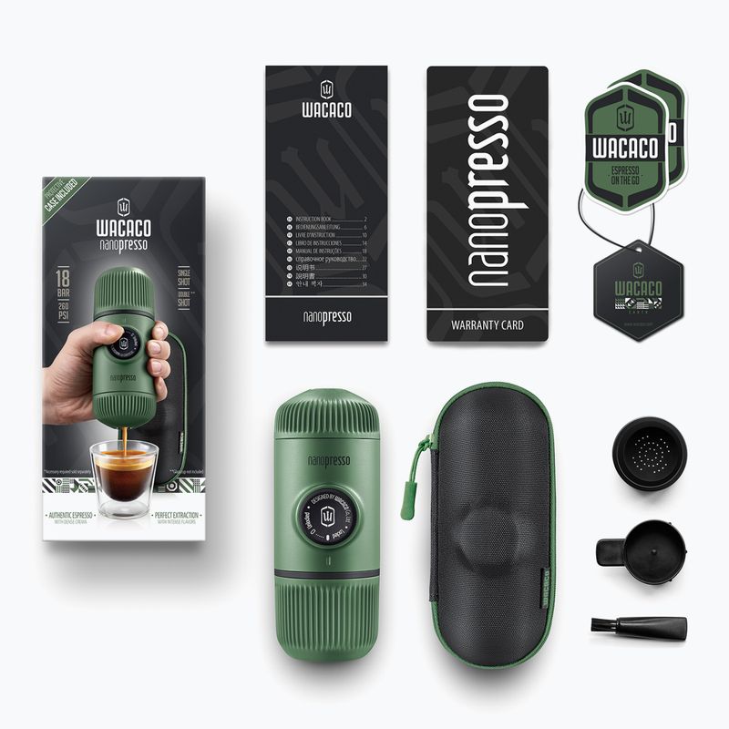 "Wacaco Nanopresso" nešiojamasis kavos aparatas 80 ml + dėklas samanų žalia 2