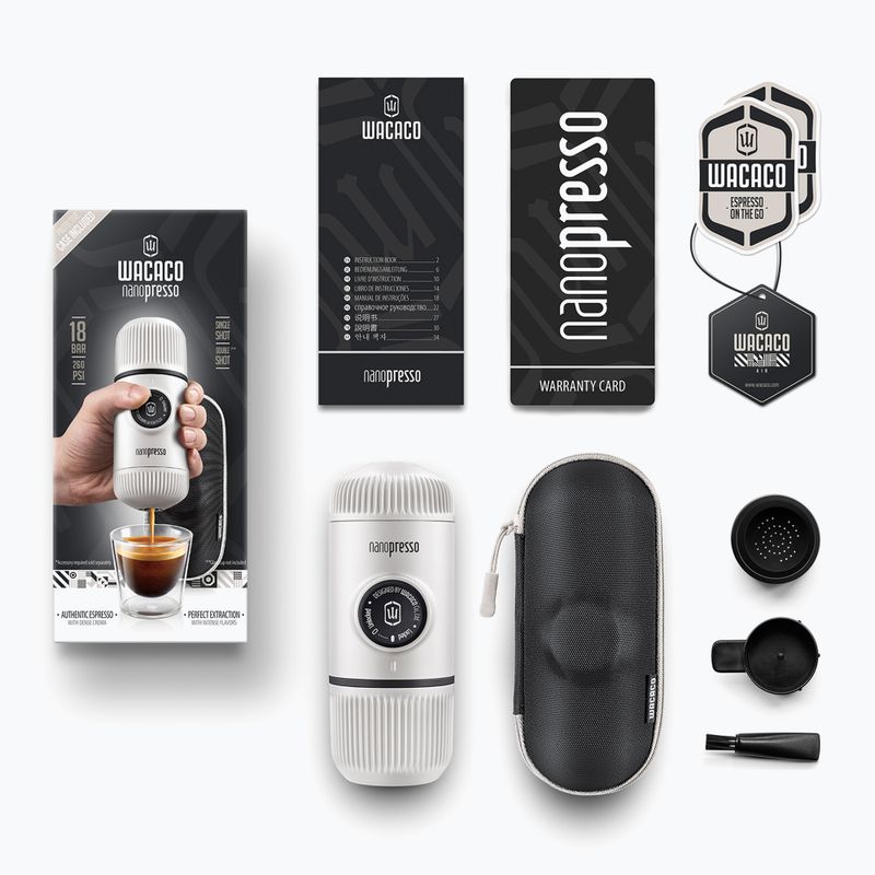 "Wacaco Nanopresso" nešiojamasis kavos aparatas 80 ml + baltas atvėsintas dėklas 2