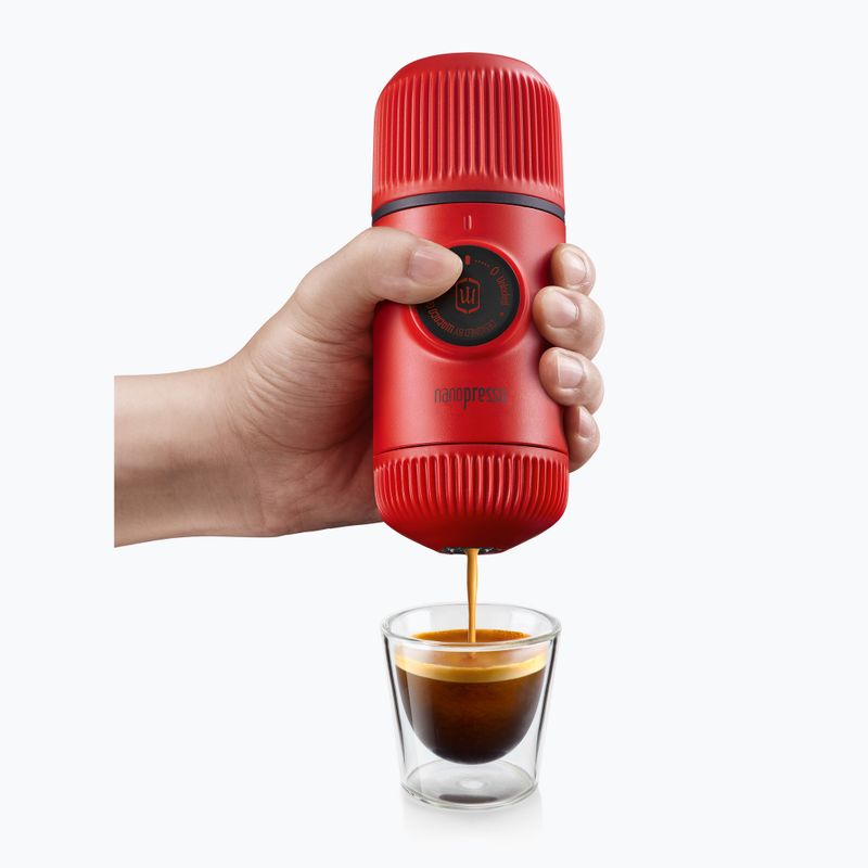 "Wacaco Nanopresso" nešiojamasis kavos aparatas 80 ml + dėklas lava red 3