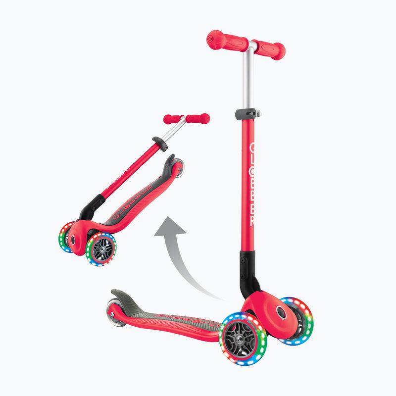 Vaikiškas triratis paspirtukas Globber Primo Foldable Lights red 6