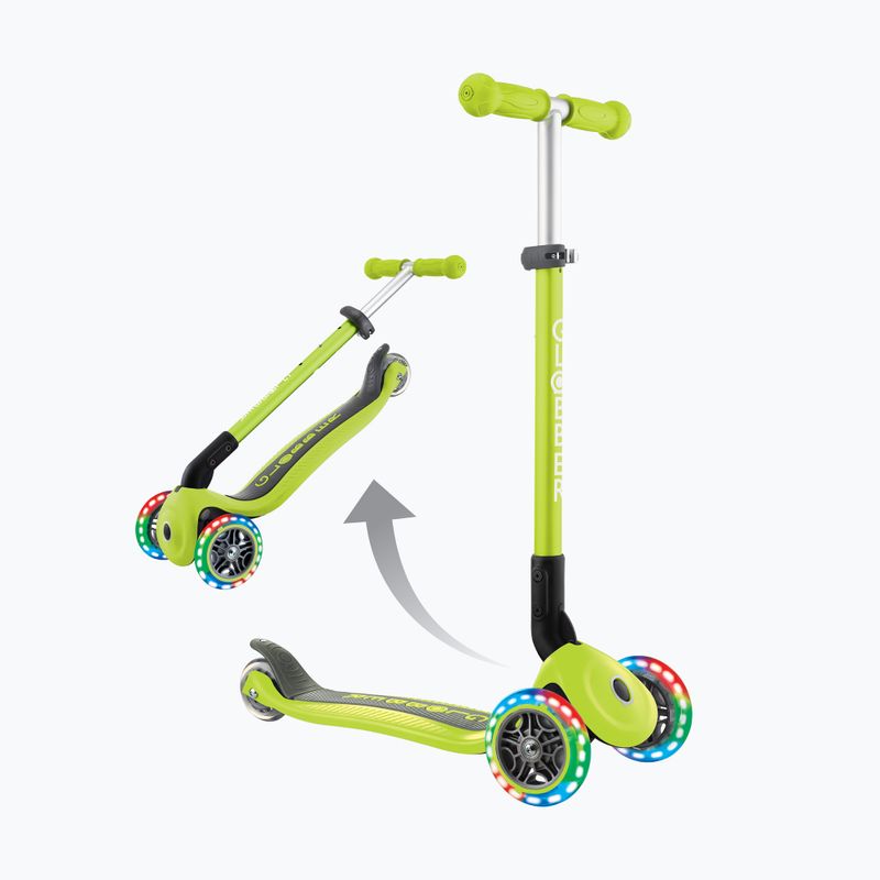 Vaikiškas triratis paspirtukas Globber Primo Foldable Lights lime green 6