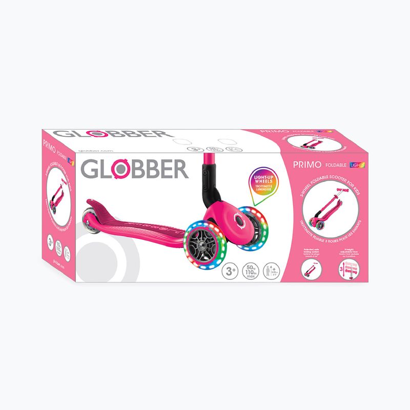 Vaikiškas triratis paspirtukas Globber Primo Foldable Lights fuchsia 13