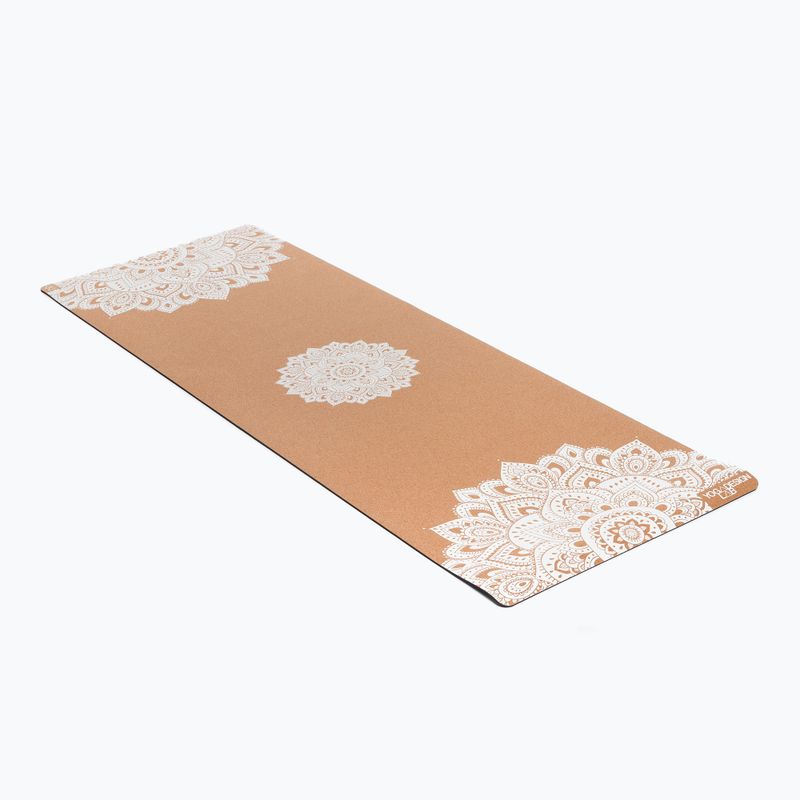 Yoga Design Lab kamštinis 5,5 mm rudos spalvos Mandala Baltas jogos kilimėlis
