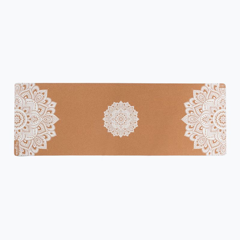 Yoga Design Lab kamštinis 5,5 mm rudos spalvos Mandala Baltas jogos kilimėlis 2
