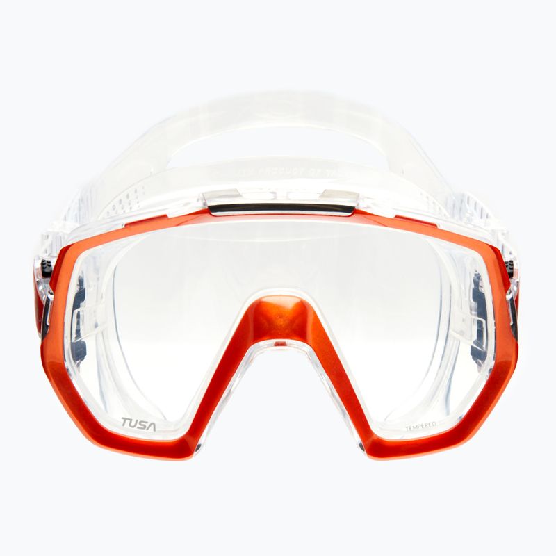 TUSA Freedom Elite oranžinės ir skaidrios spalvos nardymo kaukė M-1003 2