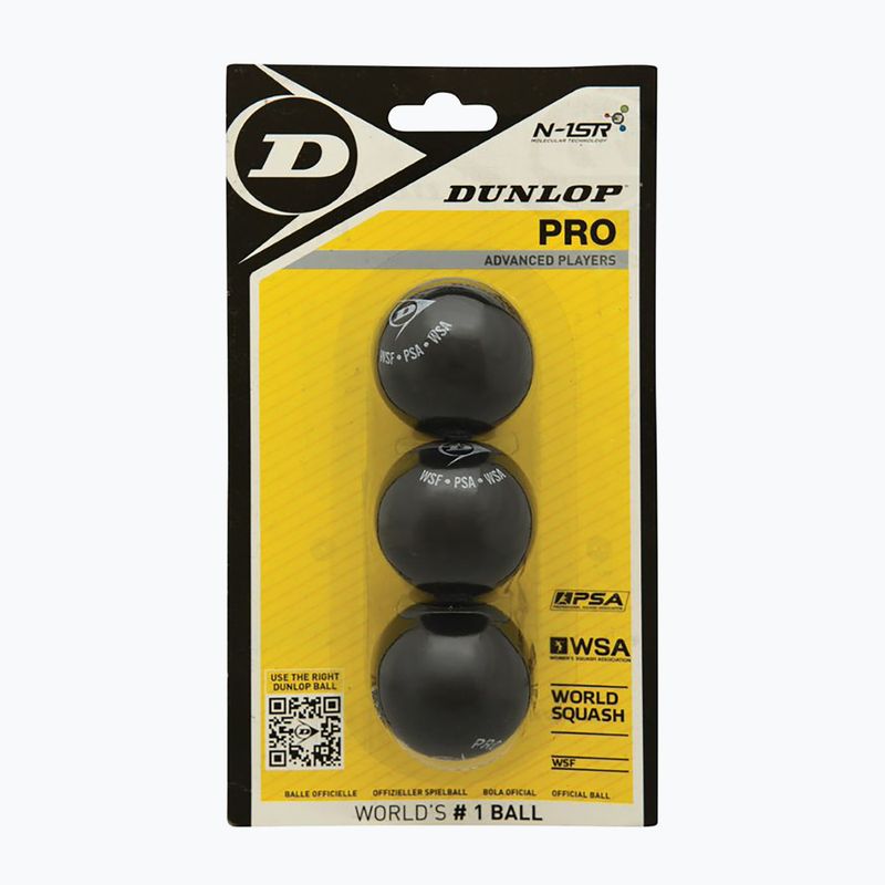 Dunlop Pro Blister skvošo kamuoliukai 3 vnt. juodi 700109