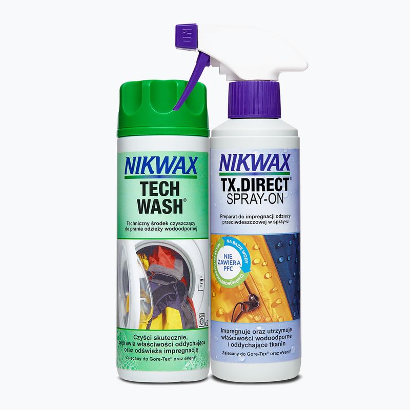 Lietaus drabužių priežiūros rinkinys Nikwax Tech Wash + TX.Direct Spray-On 2 x 300 ml