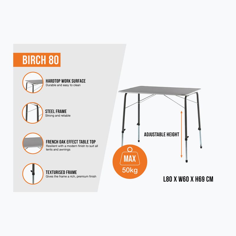 Vango Birch 80 pilkas turistinis stalas 2
