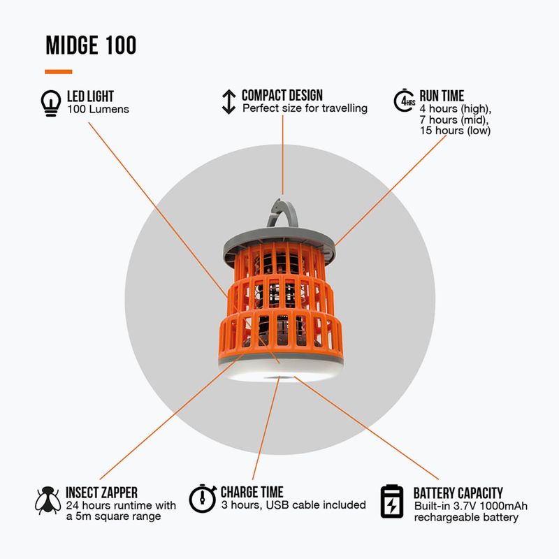 Turistinis žibintas Vango Midge 100 orange 8