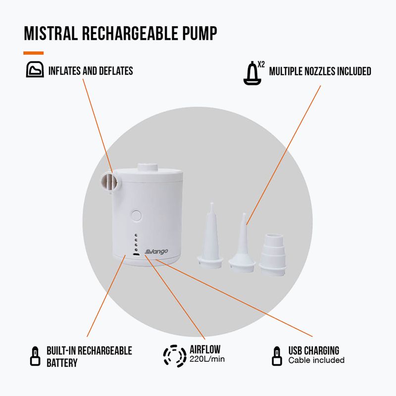 Elektrinė pompa Vango Mistral Rechargeable white 3
