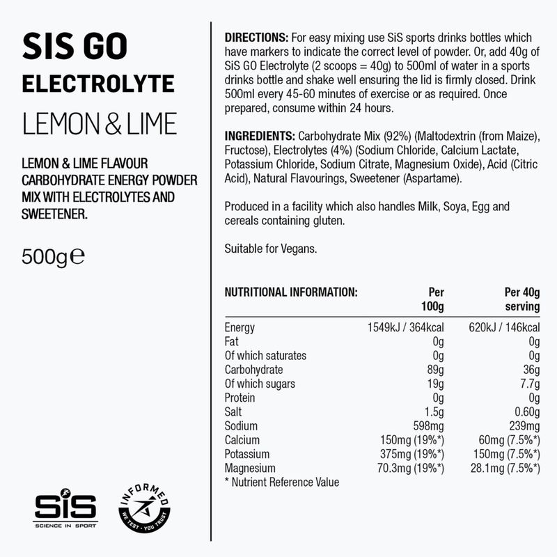 Izotoninis gėrimas miltelių pavidalu Science in Sport GO Electrolyte 500 g lime/lemon 2