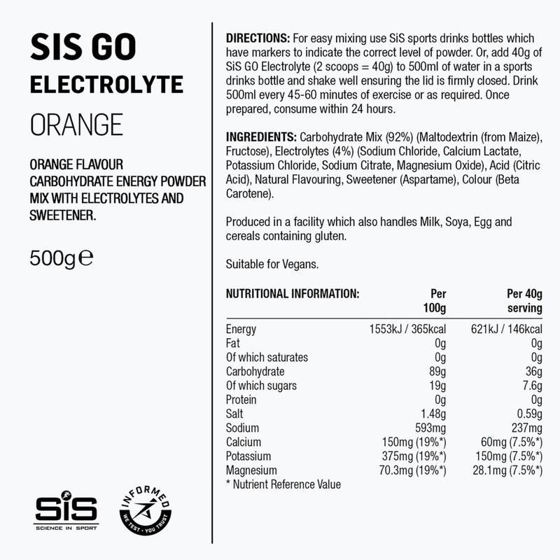 Izotoninis gėrimas miltelių pavidalu Science in Sport GO Electrolyte 500 g orange 2