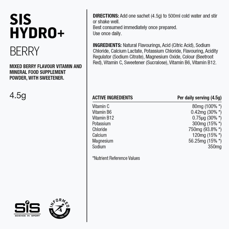 Izotoninis gėrimas miltelių pavidalu Science in Sport GO Hydro+ 6 x 4,5 g berry 2