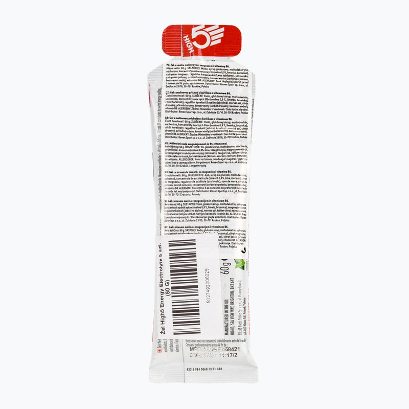 Energetinis gelis HIGH5 Energy Electrolyte 5 x 60 g raspberry 2