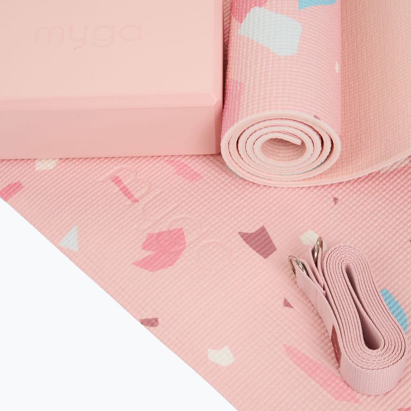 Joga rinkinys Myga Terrazzo Yoga Set mat + block + strap purple 9