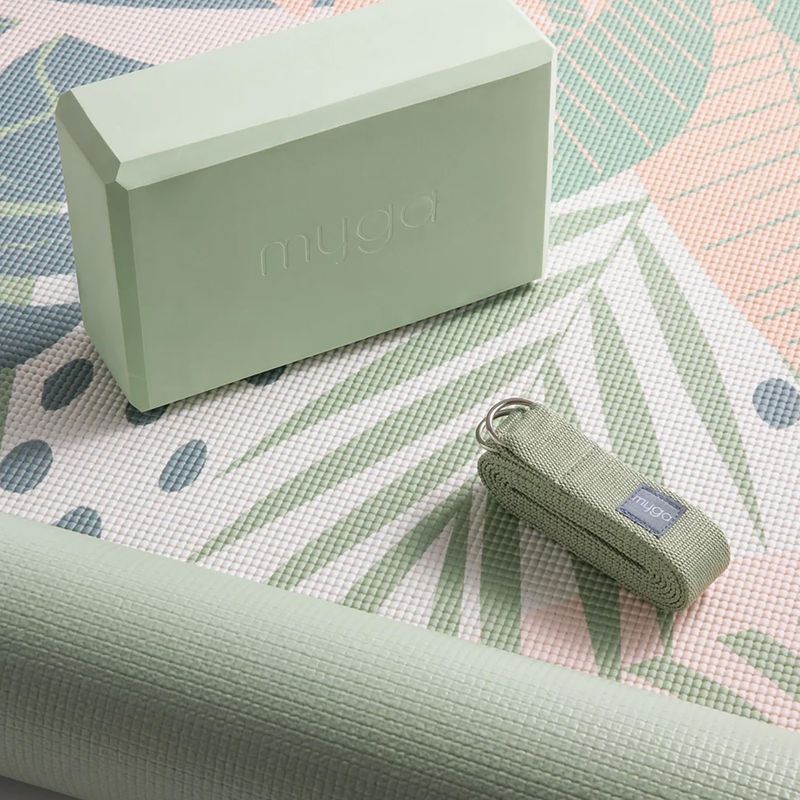 Joga rinkinys Myga Palm Yoga Set mat + block + green strap 5