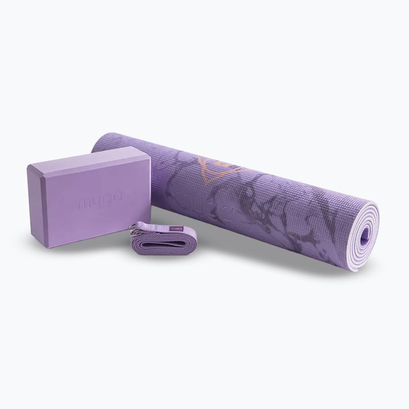 Jogos rinkinys Myga Chakra Yoga Set mat + block + purple strap 2
