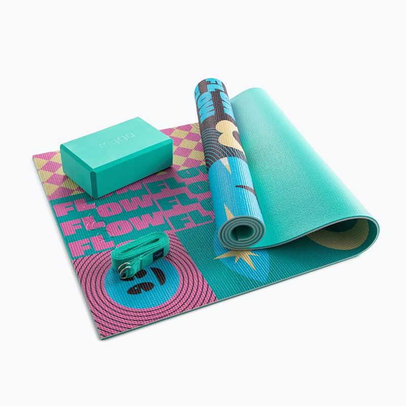 Jogos rinkinys Myga Spirit Yoga Set mat + block + turquoise strap 15