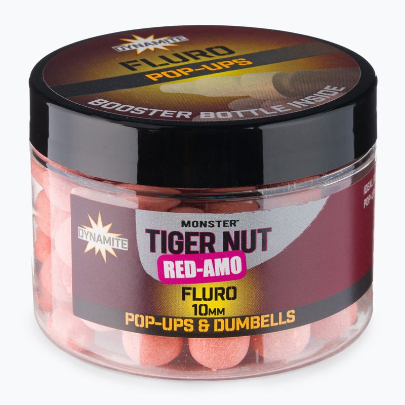 Dynamite Baits Red-Amo Fluoro Pop-Ups rožinės spalvos plūduriuojantys karpių boiliai