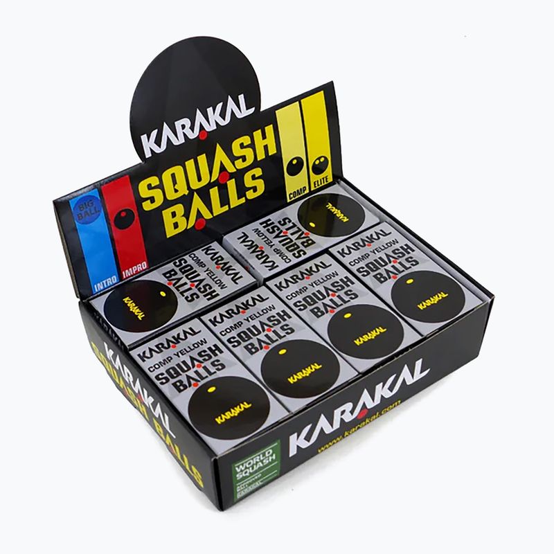 Skvošo kamuoliukai Karakal Comp Yellow Dot 12 vnt. juodi. 3