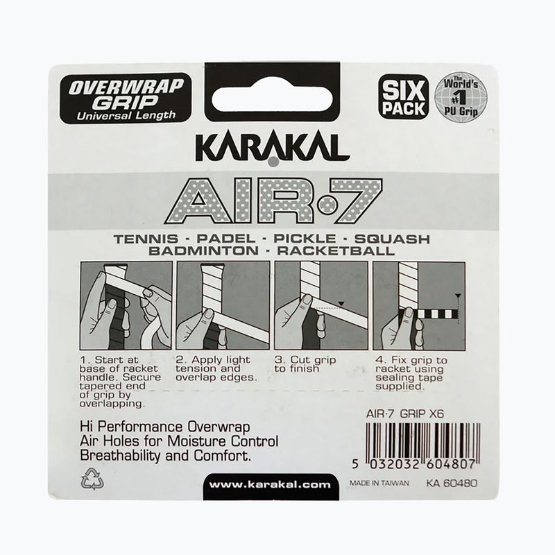 Skvošo rankenos apvijos Karakal Air 7 Overwrap Grip 6 pack orange 2