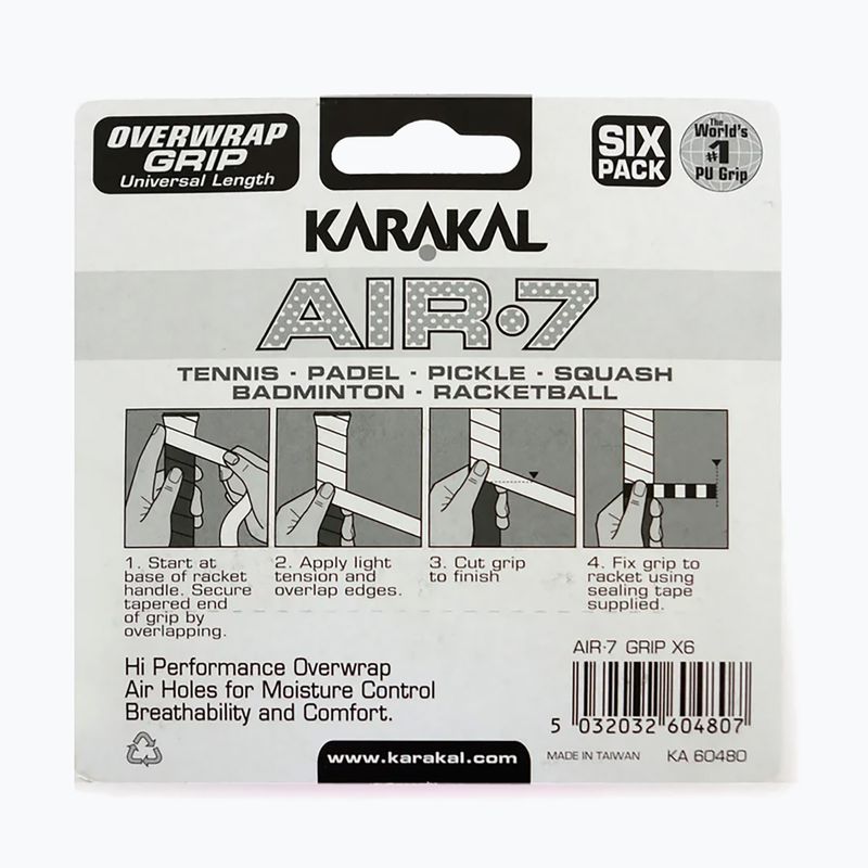 Skvošo rankenos apvijos Karakal Air 7 Overwrap Grip 6 pack blue 2