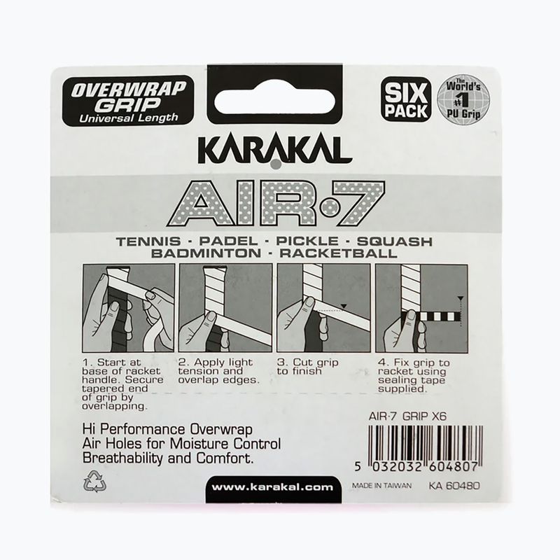Skvošo rankenos apvijos Karakal Air 7 Overwrap Grip 6 pack lime 2
