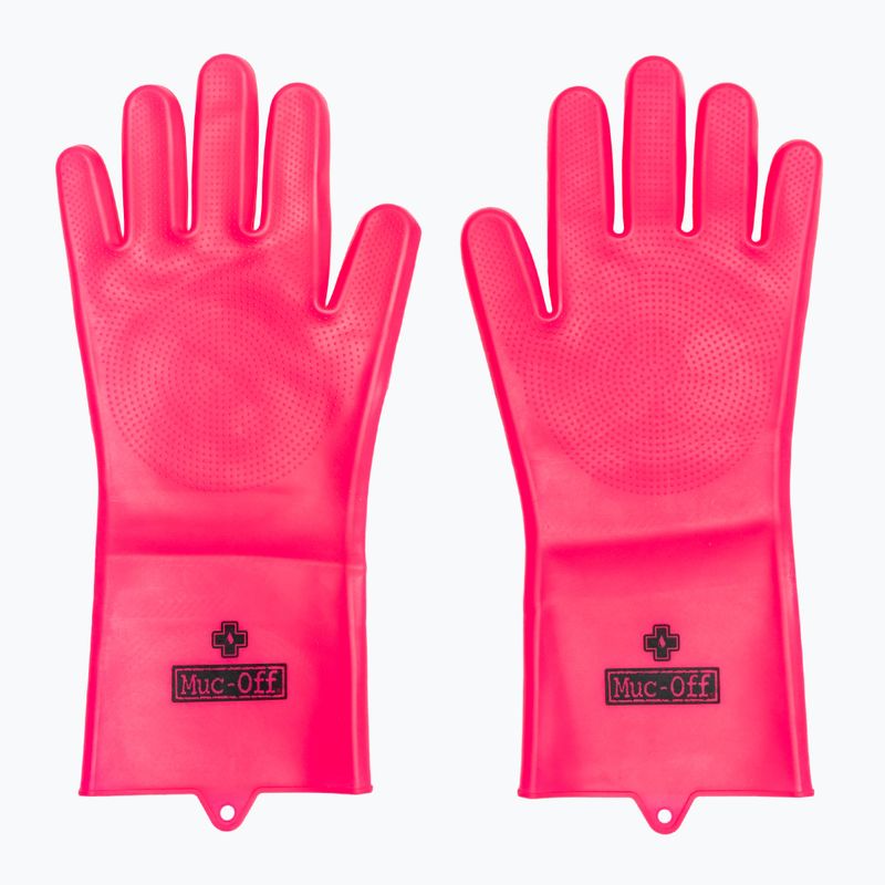 Pirštinės dviračių valymui Muc-Off Deep Scrubber Gloves pink 2