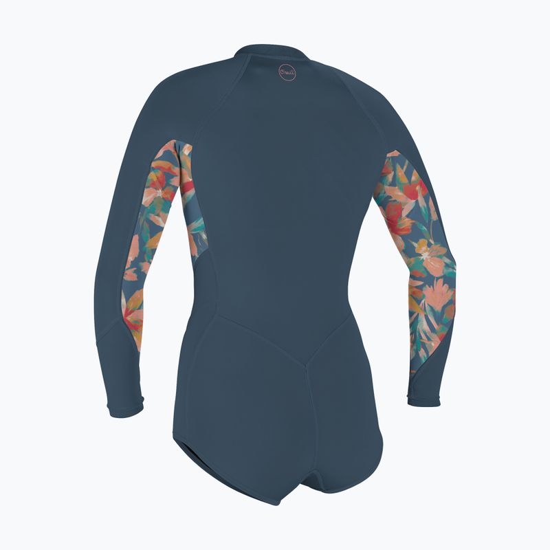 Moteriškas plaukimo hidrokostiumas O'Neill Bahia 2/1 Front Zip Short Spring Copen blue/painted tropics/copen blue 2