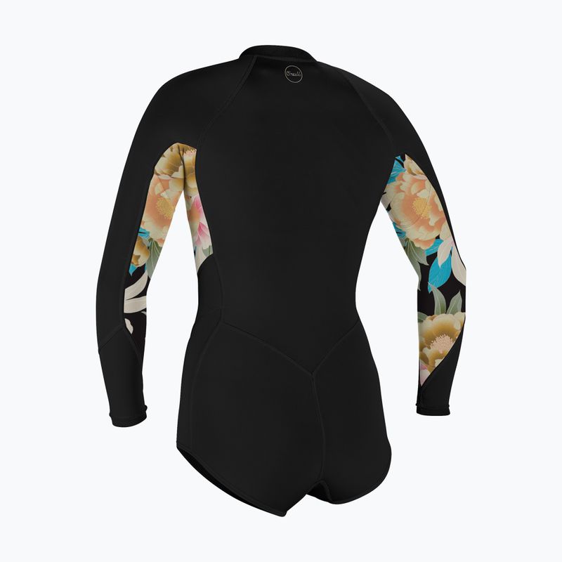 Moteriškas plaukimo hidrokostiumas O'Neill Bahia 2/1 Front Zip Short Spring black/mikah floral/black 2