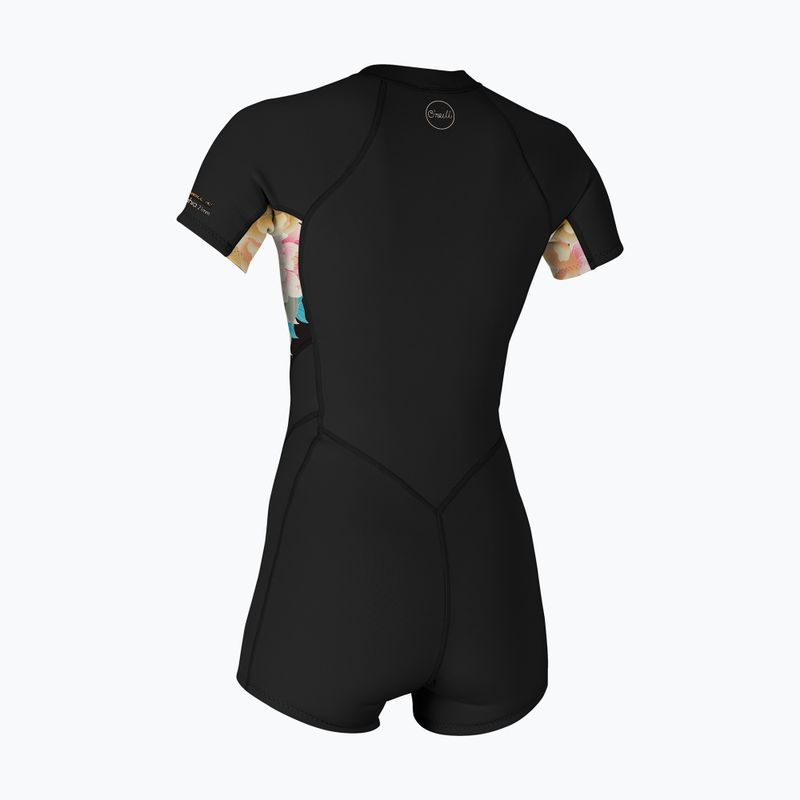 Moteriškas plaukimo hidrokostiumas O'Neill Bahia 2/1 mm Front Zip Spring black/ mikah floral/ black 8