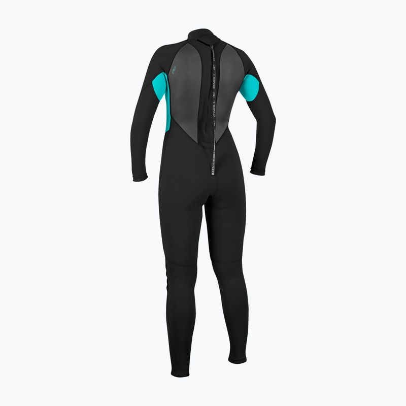 Moteriškas plaukimo kostiumas O'Neill Reactor-2 3/2 mm Back Zip Full black/light aqua 2