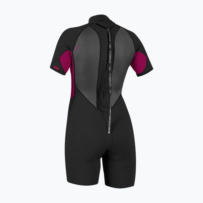Moteriškas plaukimo kostiumas O'Neill Reactor-2 2mm Back Zip SS Spring IS7 black/punk pink 2