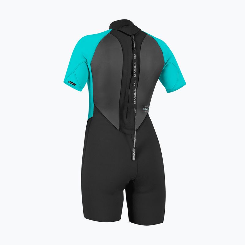 Moteriškas plaukimo kostiumas O'Neill Reactor-2 2mm Back Zip SS Spring IS7 black/light aqua 2