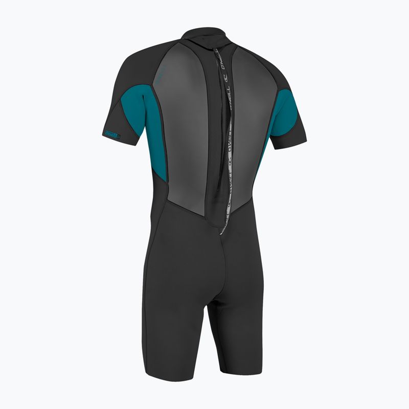 Vaikiškas plaukimo kostiumas O'Neill Youth Reactor-2 2mm Back Zip SS Spring black/tide pool 2