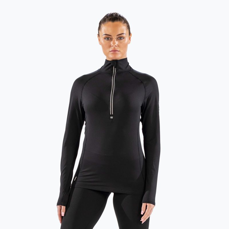 Moteriški termoaktyvūs marškinėliai su užtrauktuku Surfanic Cozy Zip Neck juodi