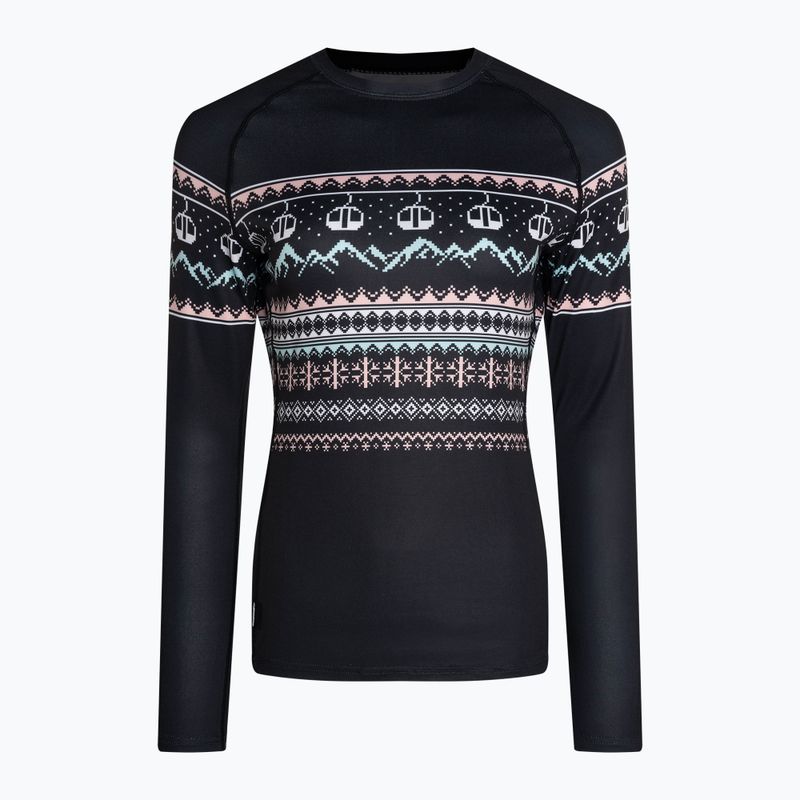 Moteriški termoaktyvūs marškinėliai ilgomis rankovėmis  Surfanic Cozy Limited Edition Crew Neck black fairisle 4