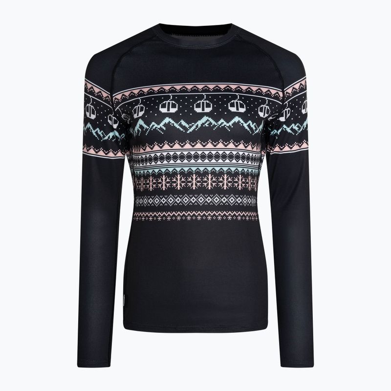 Moteriški termoaktyvūs marškinėliai Surfanic Cozy Limited Edition Crew Neck black fairisle 4